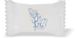 Balas de Brinde Amém Fundo Branco Duras com Sabor de Frutas - Balinhas Personalizadas