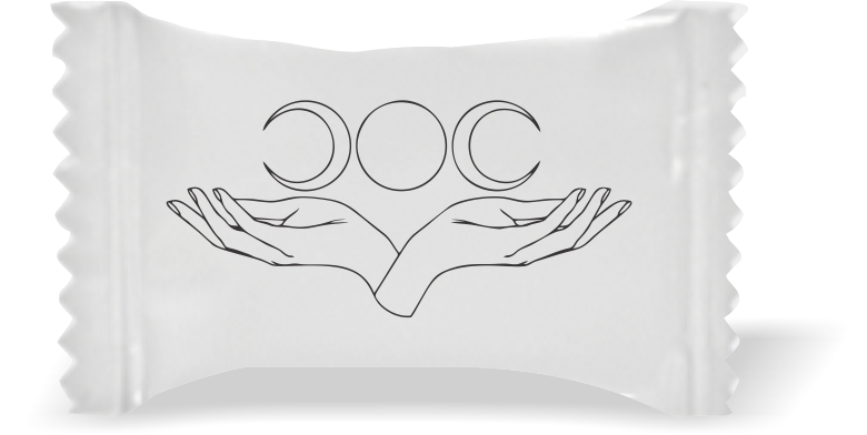 Balas de Brinde Magia Fundo Branco Duras com Sabor de Frutas - Balinhas Personalizadas