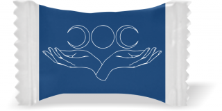 Balas de Brinde Magia Fundo Azul Duras com Sabor de Frutas - Balinhas Personalizadas