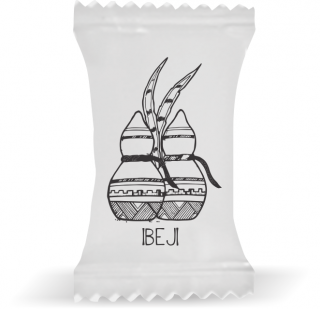 Balas de Brinde Ibeji Fundo Branco Duras com Sabor de Frutas - Balinhas Personalizadas