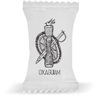 Balas de Brinde Oxaguiam Fundo Branco Duras com Sabor de Frutas - Balinhas Personalizadas