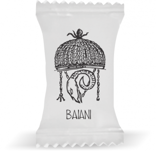 Balas de Brinde Baiani Fundo Branco Duras com Sabor de Frutas - Balinhas Personalizadas