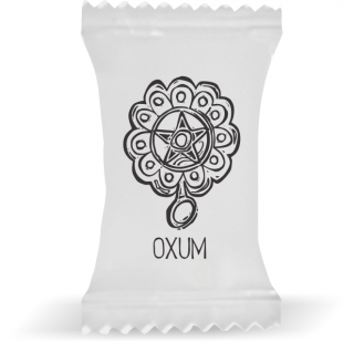 Balas de Brinde Oxum Fundo Branco Duras com Sabor de Frutas - Balinhas Personalizadas