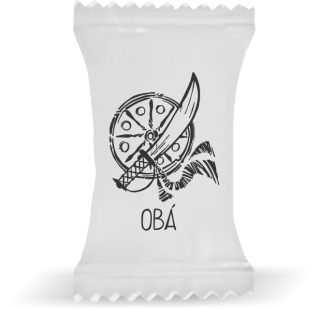 Balas de Brinde Obá Fundo Branco Duras com Sabor de Frutas - Balinhas Personalizadas