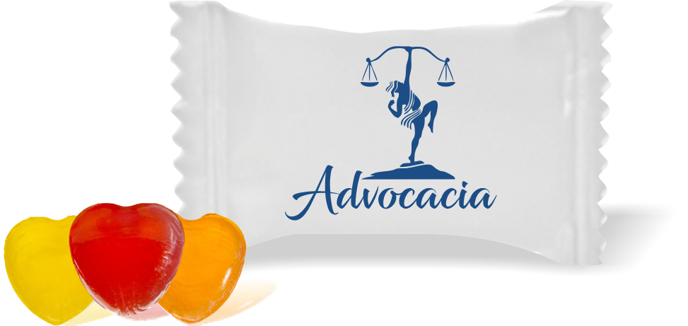 Balas de Brinde Homem e Balança Fundo Branco Duras com Sabor de Frutas - Balinhas Personalizadas