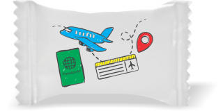 Balas de Brinde Passaporte Fundo Branco Duras com Sabor de Frutas - Balinhas Personalizadas