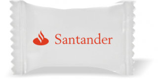 Balas de Brinde Santander Duras com Sabor de Frutas - Balinhas Personalizadas