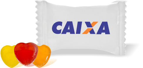 Balas de Brinde CAIXA Duras com Sabor de Frutas - Balinhas Personalizadas