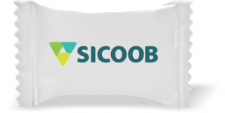 Balas de Brinde SICOOB Duras com Sabor de Frutas - Balinhas Personalizadas