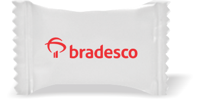 Balas de Brinde Bradesco Duras com Sabor de Frutas - Balinhas Personalizadas