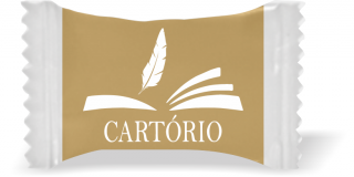 Balas de Brinde Cartório Livro Fundo Bege Duras com Sabor de Frutas - Balinhas Personalizadas