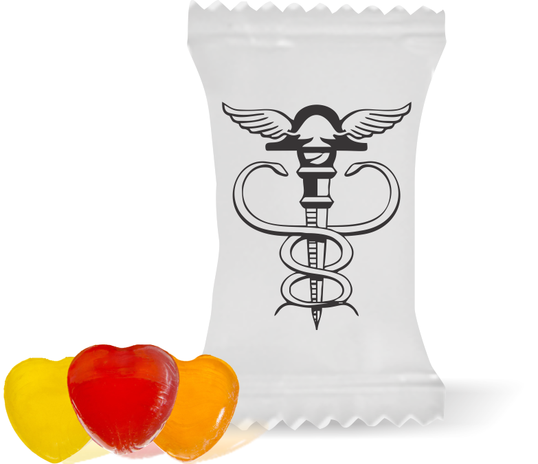 Balas de Brinde Brasão Contabilidade Fundo Branco Duras com Sabor de Frutas - Balinhas Personalizadas