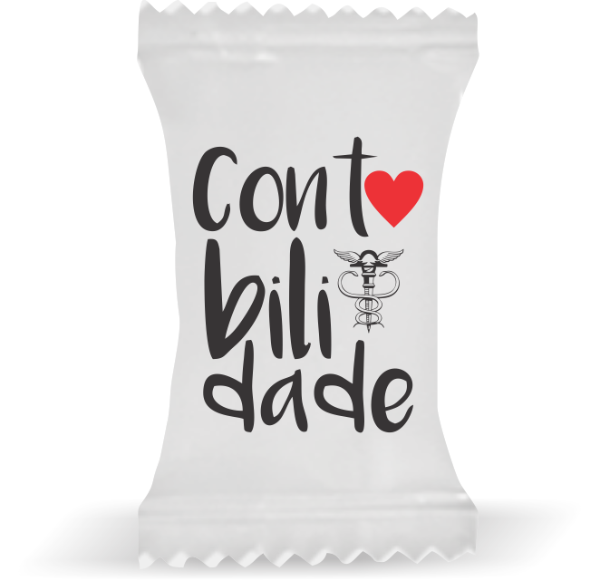 Balas de Brinde Contabilidade Coração Fundo Branco Duras com Sabor de Frutas - Balinhas Personalizadas