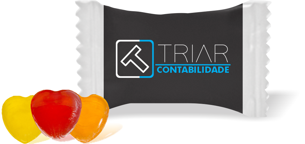Balas de Brinde TRIAR Contabilidade Duras com Sabor de Frutas - Balinhas Personalizadas