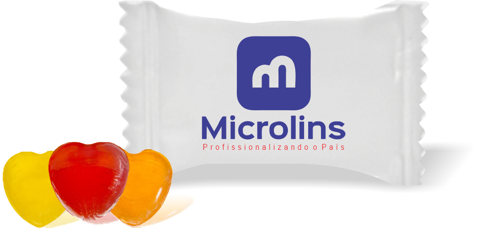 Balas de Brinde Microlins Duras com Sabor de Frutas - Balinhas Personalizadas