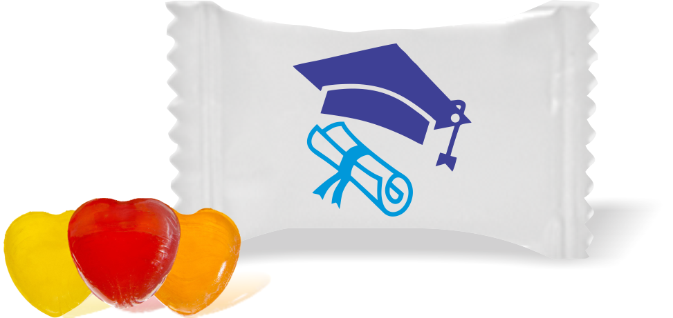 Balas de Brinde Capelo Fundo Branco Duras com Sabor de Frutas - Balinhas Personalizadas