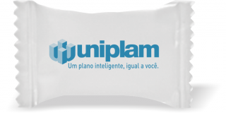 Balas de Brinde uniplam Duras com Sabor de Frutas - Balinhas Personalizadas