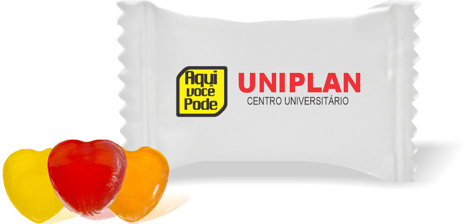 Balas de Brinde UNIPLAN Duras com Sabor de Frutas - Balinhas Personalizadas