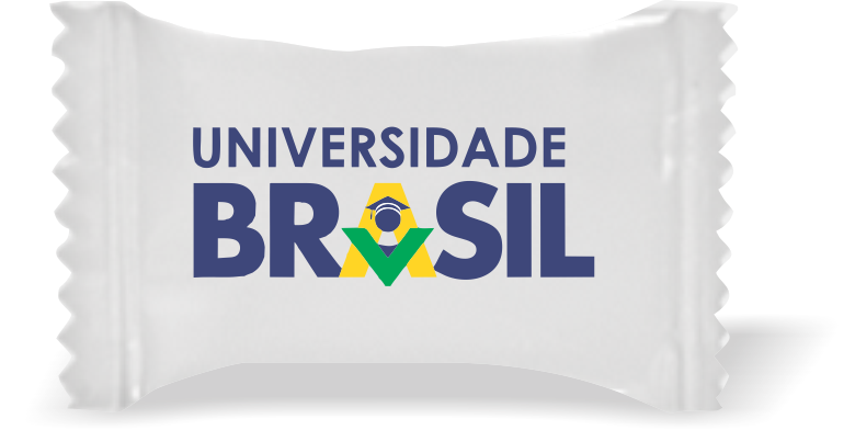 Balas de Brinde Universidade BRASIL Duras com Sabor de Frutas - Balinhas Personalizadas