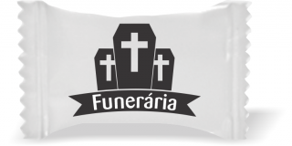 Balas de Brinde Urnas Funerária Fundo Branco Duras com Sabor de Frutas - Balinhas Personalizadas