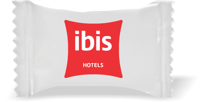 Balas de Brinde ibis Hotels Duras com Sabor de Frutas - Balinhas Personalizadas