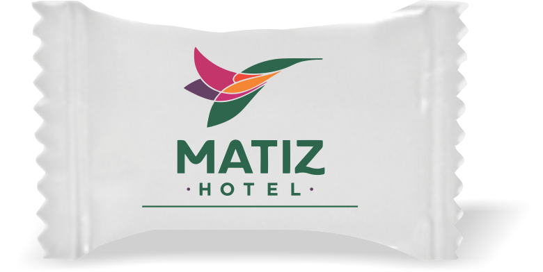 Balas de Brinde Matiz Hotel Duras com Sabor de Frutas - Balinhas Personalizadas