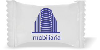 Balas de Brinde Prédio Moderno Imobiliária Fundo Branco Duras com Sabor de Frutas - Balinhas Personalizadas