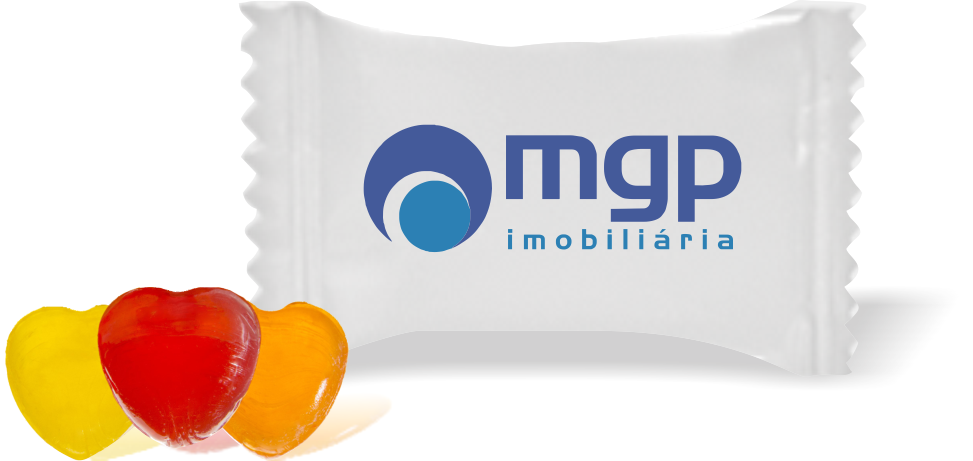 Balas de Brinde mgp Imobiliária Duras com Sabor de Frutas - Balinhas Personalizadas
