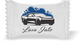 Balas de Brinde Carro Espuma Fundo Branco Duras com Sabor de Frutas - Balinhas Personalizadas