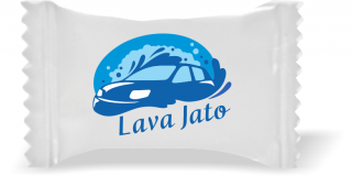 Balas de Brinde Carro Água Fundo Branco Duras com Sabor de Frutas - Balinhas Personalizadas