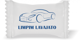 Balas de Brinde LIMPIM LAVAJATO Duras com Sabor de Frutas - Balinhas Personalizadas