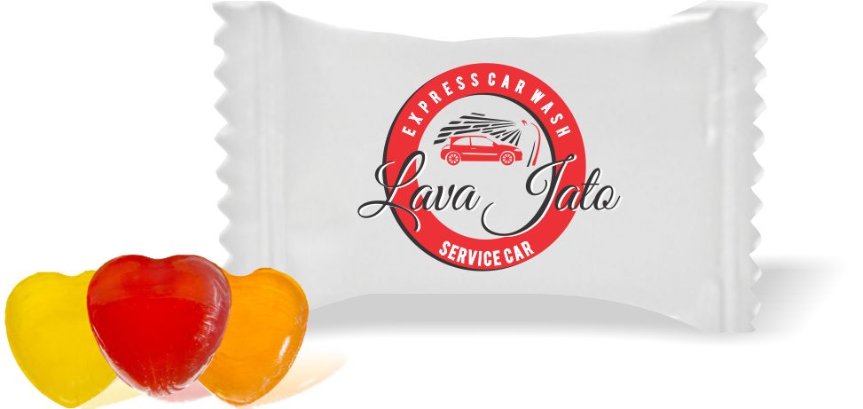 Balas de Brinde SERVICE CAR Lava Jato Duras com Sabor de Frutas - Balinhas Personalizadas