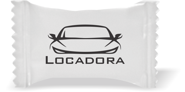Balas de Brinde  Frente Carro Fundo Branco Duras com Sabor de Frutas - Balinhas Personalizadas