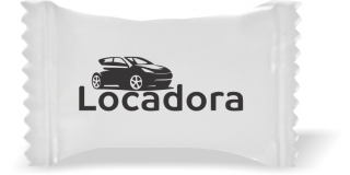 Balas de Brinde Lateral Carro Fundo Branco Duras com Sabor de Frutas - Balinhas Personalizadas