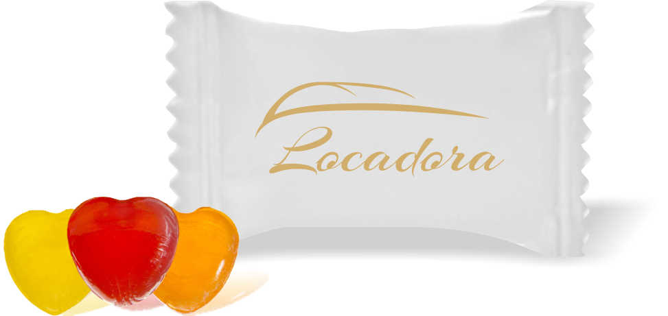 Balas de Brinde  Silhueta Carro Fundo Branco Duras com Sabor de Frutas - Balinhas Personalizadas