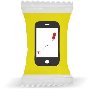 Balas de Brinde  Celular Fundo Amarelo Duras com Sabor de Frutas - Balinhas Personalizadas