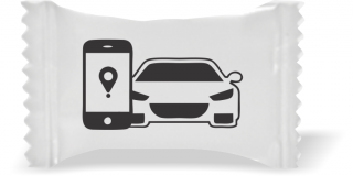 Balas de Brinde  Celular Carro Fundo Branco Duras com Sabor de Frutas - Balinhas Personalizadas