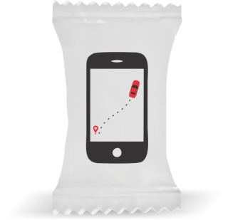 Balas de Brinde  Celular Fundo Branco Duras com Sabor de Frutas - Balinhas Personalizadas