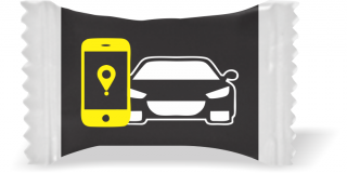 Balas de Brinde  Celular Carro Fundo Preto Duras com Sabor de Frutas - Balinhas Personalizadas