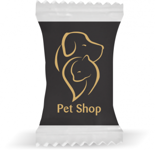 Balas de Brinde  Silhueta Pets Fundo Preto Duras com Sabor de Frutas - Balinhas Personalizadas