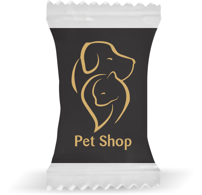 Balas de Brinde  Silhueta Pets Fundo Preto Duras com Sabor de Frutas - Balinhas Personalizadas