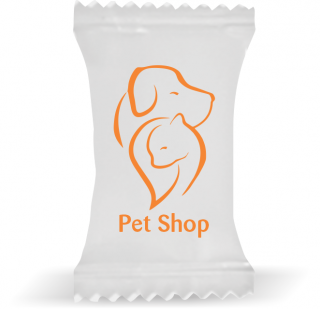Balas de Brinde  Silhueta Pets Fundo Branco Duras com Sabor de Frutas - Balinhas Personalizadas