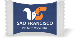 Balas de Brinde São Francisco Pet Shop Duras com Sabor de Frutas - Balinhas Personalizadas