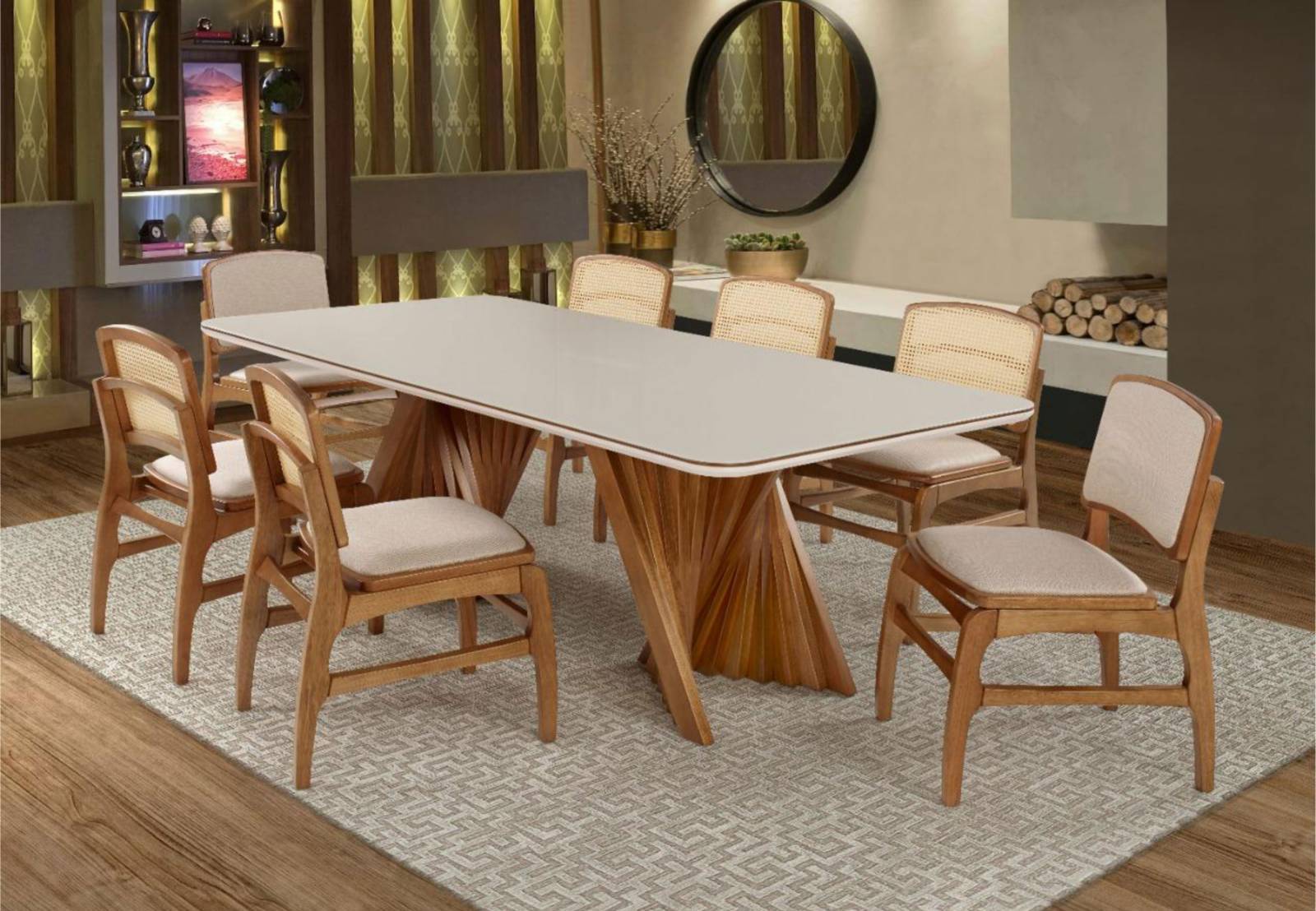 Mesa de Jantar Jamile com 8 Cadeiras Diplomata Móveis - All Home