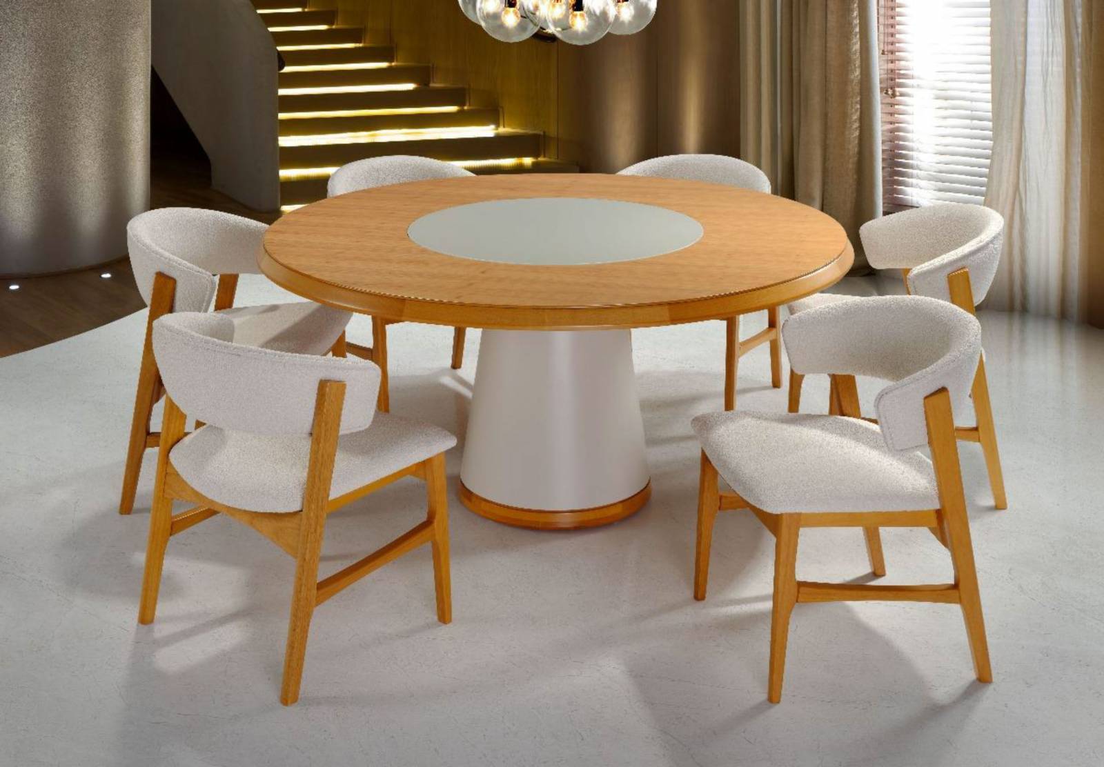 Mesa de Jantar Armani com 6 Cadeiras Dior Diplomata Móveis