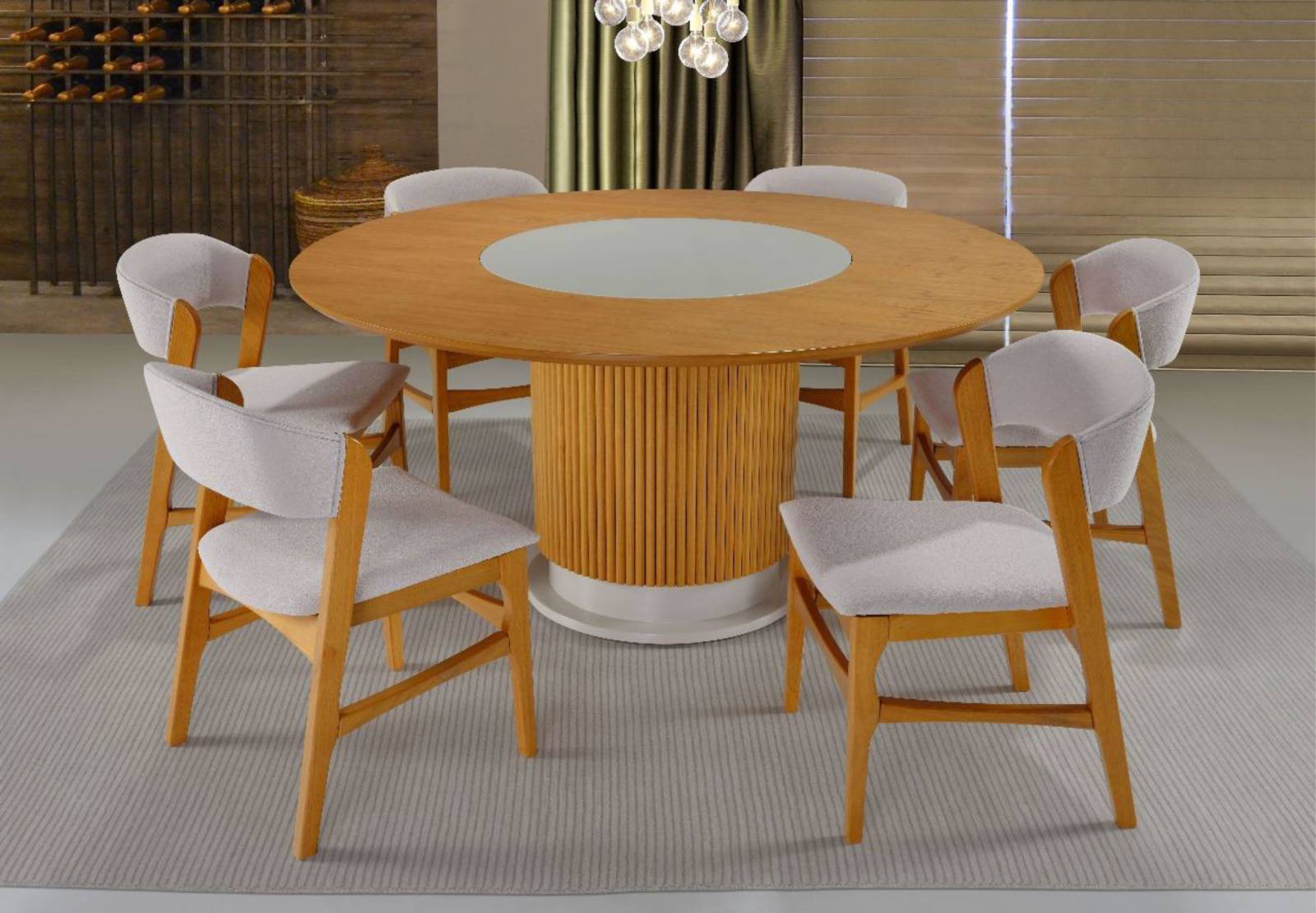 Mesa de Jantar Boss com 6 Cadeiras Chanel Diplomata Móveis