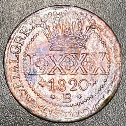 Catálogo Vieira Nº 493 LXXX Réis 1820B