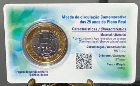 Blister Moeda Comemorativa 25 Anos Plano Real