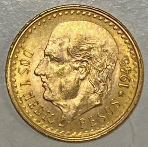 Moeda de Ouro 2.1/2 Pesos Mexicano