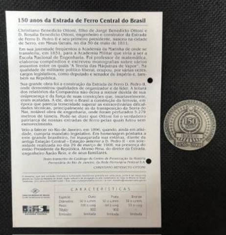 Medalha de Prata Alusiva 150 Anos da Estrada de Ferro Central do Brasil   